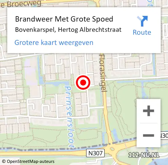 Locatie op kaart van de 112 melding: Brandweer Met Grote Spoed Naar Bovenkarspel, Hertog Albrechtstraat op 3 mei 2016 17:14