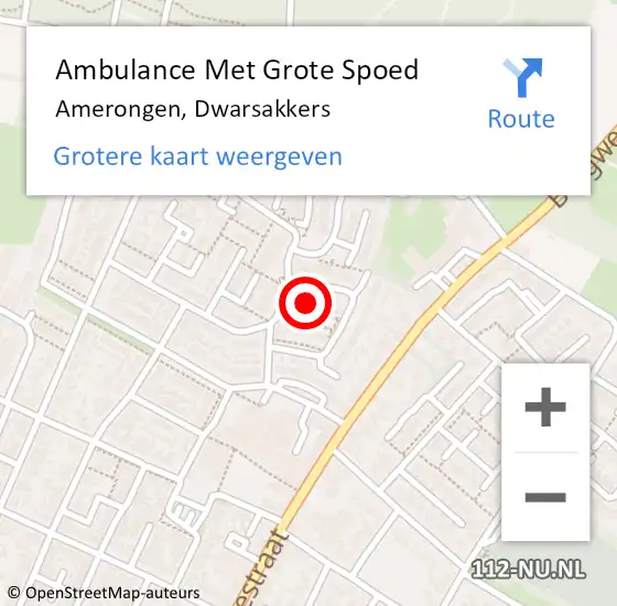 Locatie op kaart van de 112 melding: Ambulance Met Grote Spoed Naar Amerongen, Dwarsakkers op 3 mei 2016 17:35