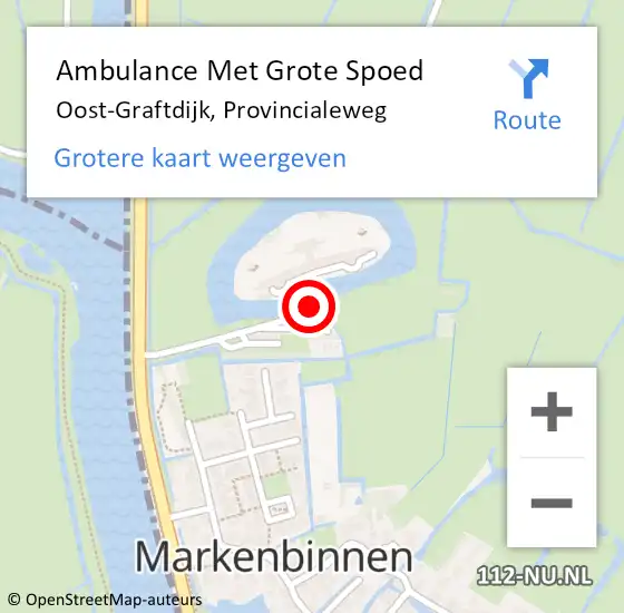 Locatie op kaart van de 112 melding: Ambulance Met Grote Spoed Naar Oost-Graftdijk, Provincialeweg op 3 mei 2016 17:41