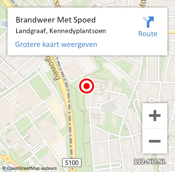 Locatie op kaart van de 112 melding: Brandweer Met Spoed Naar Landgraaf, Kennedyplantsoen op 3 mei 2016 17:59