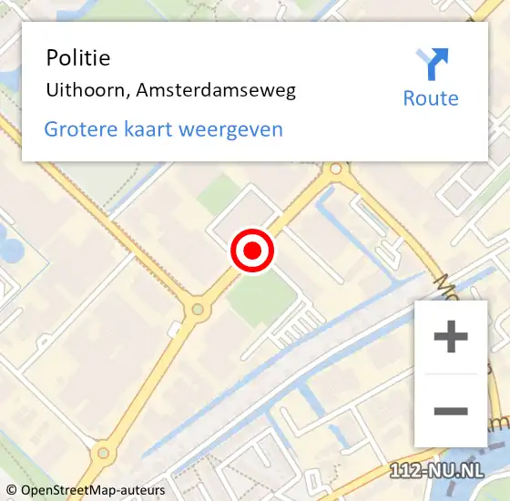 Locatie op kaart van de 112 melding: Politie Uithoorn, Amsterdamseweg op 3 mei 2016 18:21