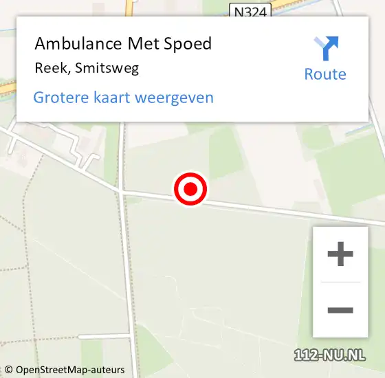 Locatie op kaart van de 112 melding: Ambulance Met Spoed Naar Reek, Smitsweg op 13 december 2013 18:38