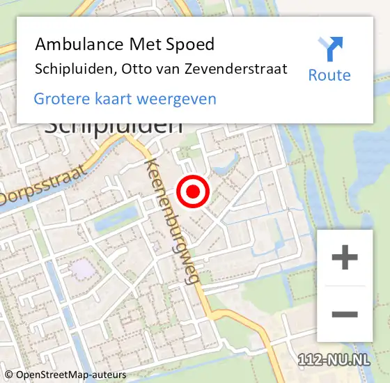 Locatie op kaart van de 112 melding: Ambulance Met Spoed Naar Schipluiden, Otto van Zevenderstraat op 3 mei 2016 19:13