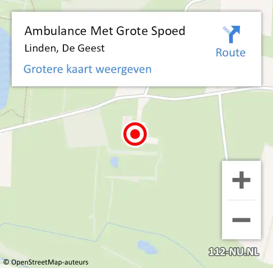 Locatie op kaart van de 112 melding: Ambulance Met Grote Spoed Naar Linden, De Geest op 3 mei 2016 19:58