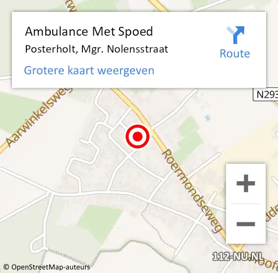 Locatie op kaart van de 112 melding: Ambulance Met Spoed Naar Posterholt, Mgr. Nolensstraat op 13 december 2013 18:49