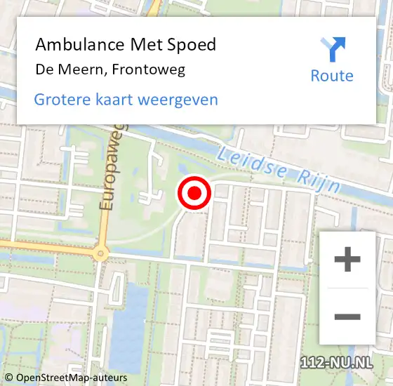 Locatie op kaart van de 112 melding: Ambulance Met Spoed Naar De Meern, Frontoweg op 3 mei 2016 20:39