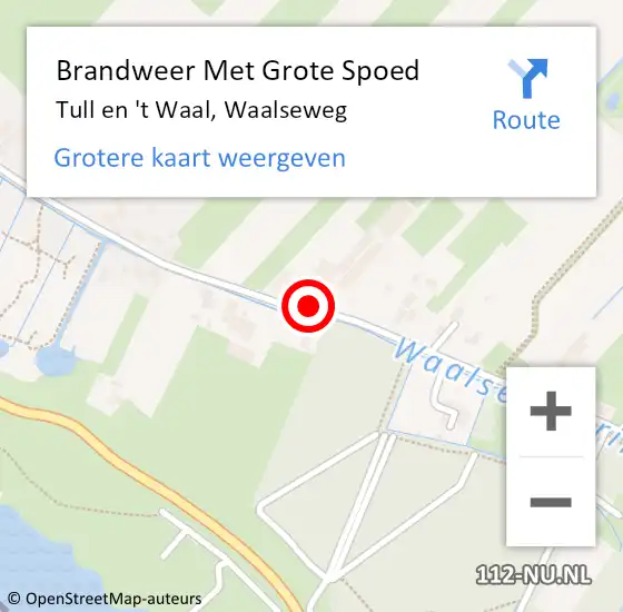 Locatie op kaart van de 112 melding: Brandweer Met Grote Spoed Naar Tull en 't Waal, Waalseweg op 3 mei 2016 21:50