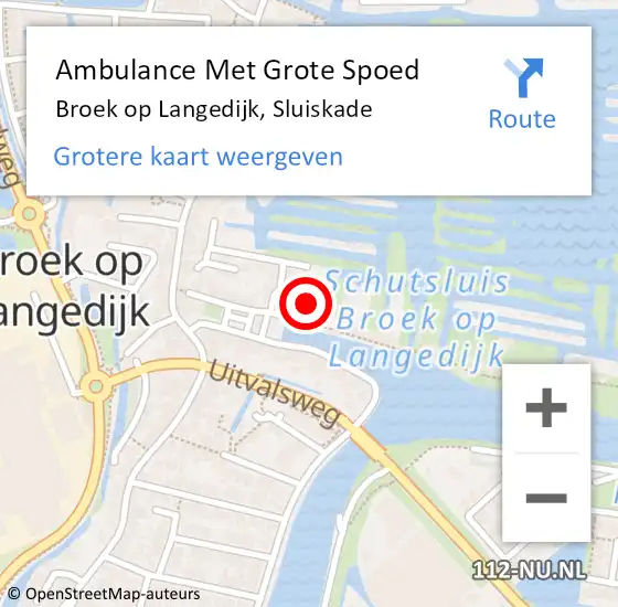 Locatie op kaart van de 112 melding: Ambulance Met Grote Spoed Naar Broek op Langedijk, Sluiskade op 3 mei 2016 21:53