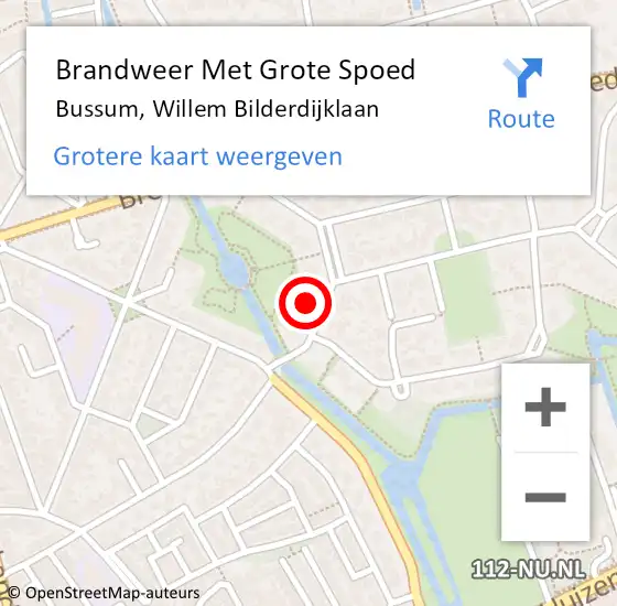 Locatie op kaart van de 112 melding: Brandweer Met Grote Spoed Naar Bussum, Willem Bilderdijklaan op 3 mei 2016 22:01