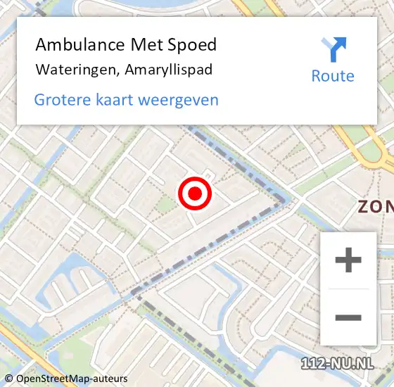 Locatie op kaart van de 112 melding: Ambulance Met Spoed Naar Wateringen, Amaryllispad op 3 mei 2016 23:47