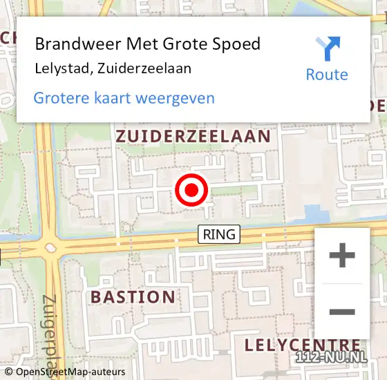 Locatie op kaart van de 112 melding: Brandweer Met Grote Spoed Naar Lelystad, Zuiderzeelaan op 4 mei 2016 00:38