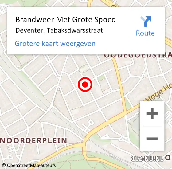 Locatie op kaart van de 112 melding: Brandweer Met Grote Spoed Naar Deventer, Tabaksdwarsstraat op 4 mei 2016 02:21