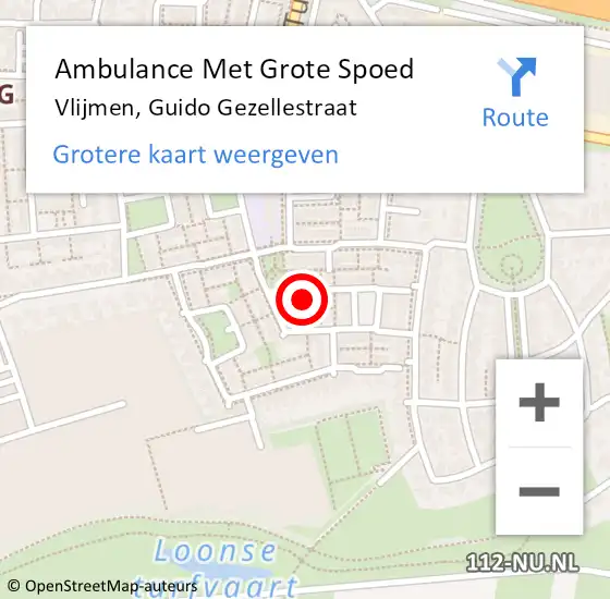 Locatie op kaart van de 112 melding: Ambulance Met Grote Spoed Naar Vlijmen, Guido Gezellestraat op 4 mei 2016 02:53