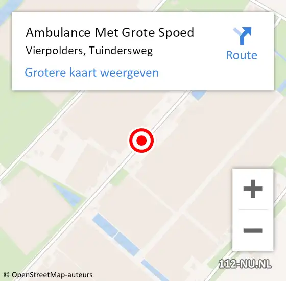 Locatie op kaart van de 112 melding: Ambulance Met Grote Spoed Naar Vierpolders, Tuindersweg op 4 mei 2016 06:32