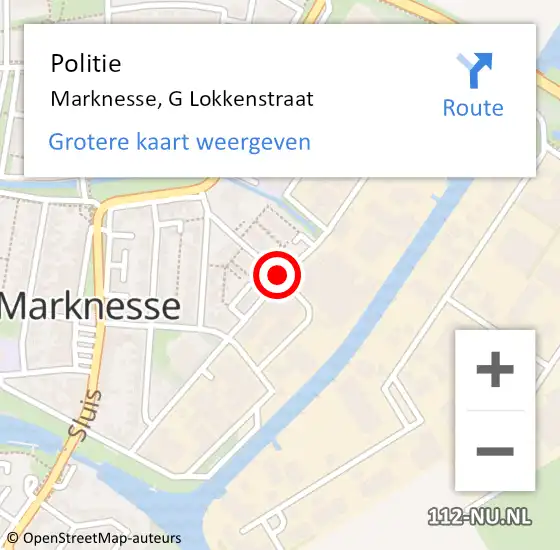 Locatie op kaart van de 112 melding: Politie Marknesse, G Lokkenstraat op 4 mei 2016 07:07