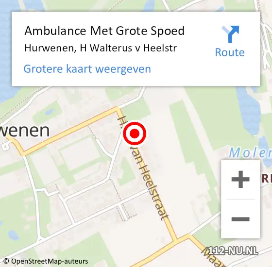 Locatie op kaart van de 112 melding: Ambulance Met Grote Spoed Naar Hurwenen, H Walterus v Heelstr op 4 mei 2016 07:49