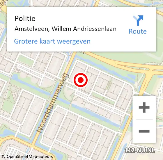 Locatie op kaart van de 112 melding: Politie Amstelveen, Willem Andriessenlaan op 4 mei 2016 07:53