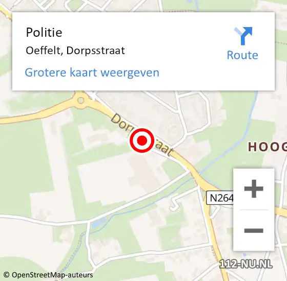 Locatie op kaart van de 112 melding: Politie Oeffelt, Dorpsstraat op 4 mei 2016 08:12