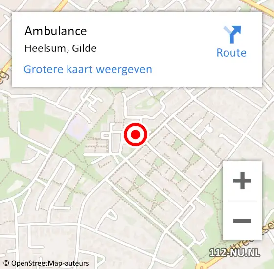 Locatie op kaart van de 112 melding: Ambulance Heelsum, Gilde op 4 mei 2016 08:44