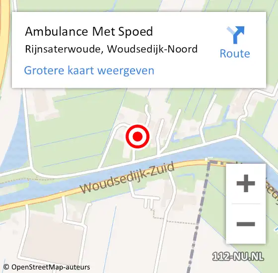 Locatie op kaart van de 112 melding: Ambulance Met Spoed Naar Rijnsaterwoude, Woudsedijk-Noord op 4 mei 2016 09:24