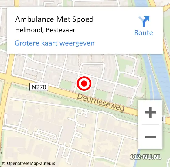 Locatie op kaart van de 112 melding: Ambulance Met Spoed Naar Helmond, Bestevaer op 4 mei 2016 09:52