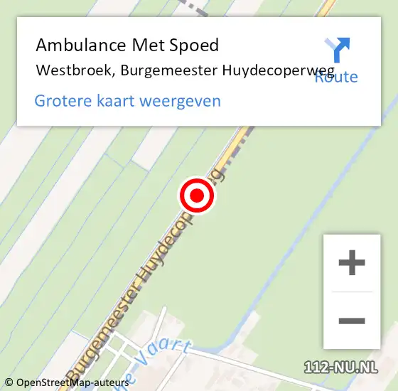 Locatie op kaart van de 112 melding: Ambulance Met Spoed Naar Westbroek, Burgemeester Huydecoperweg op 4 mei 2016 10:49