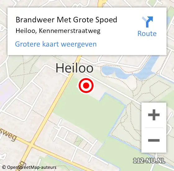 Locatie op kaart van de 112 melding: Brandweer Met Grote Spoed Naar Heiloo, Kennemerstraatweg op 4 mei 2016 11:32