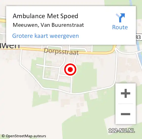 Locatie op kaart van de 112 melding: Ambulance Met Spoed Naar Meeuwen, Van Buurenstraat op 4 mei 2016 11:58