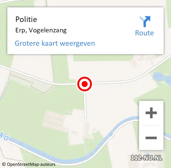 Locatie op kaart van de 112 melding: Politie Erp, Vogelenzang op 4 mei 2016 12:01