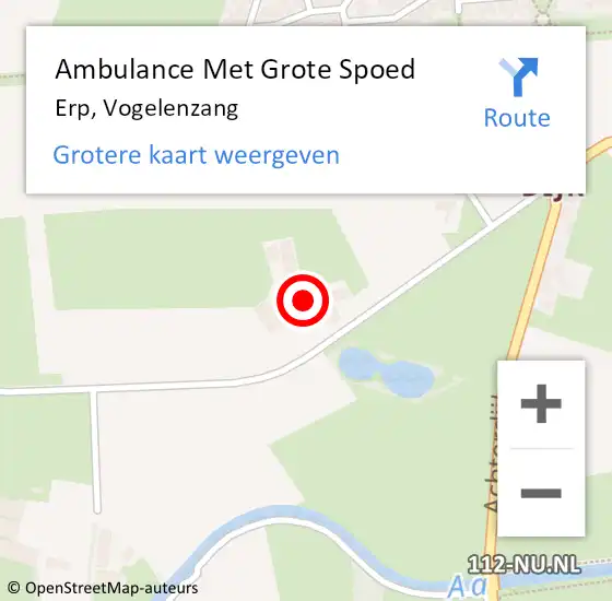 Locatie op kaart van de 112 melding: Ambulance Met Grote Spoed Naar Erp, Vogelenzang op 4 mei 2016 12:08