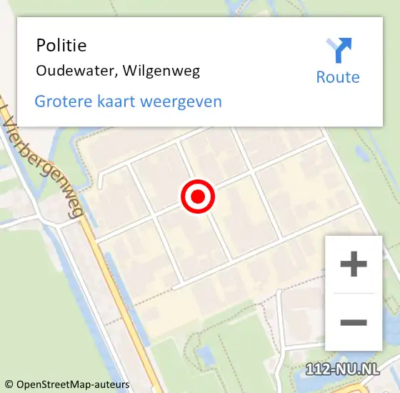 Locatie op kaart van de 112 melding: Politie Oudewater, Wilgenweg op 4 mei 2016 12:10