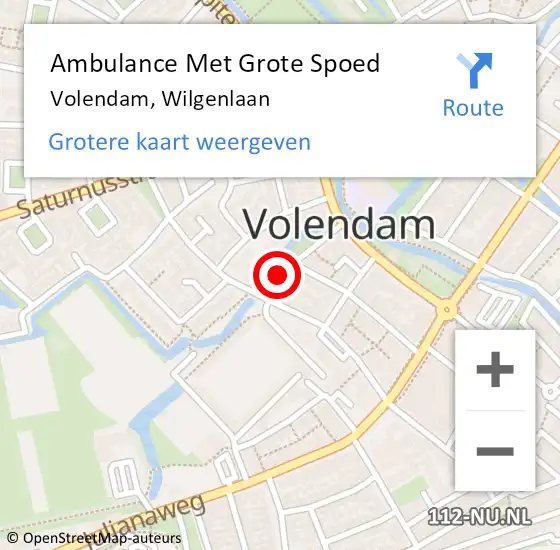 Locatie op kaart van de 112 melding: Ambulance Met Grote Spoed Naar Volendam, Wilgenlaan op 13 december 2013 19:54