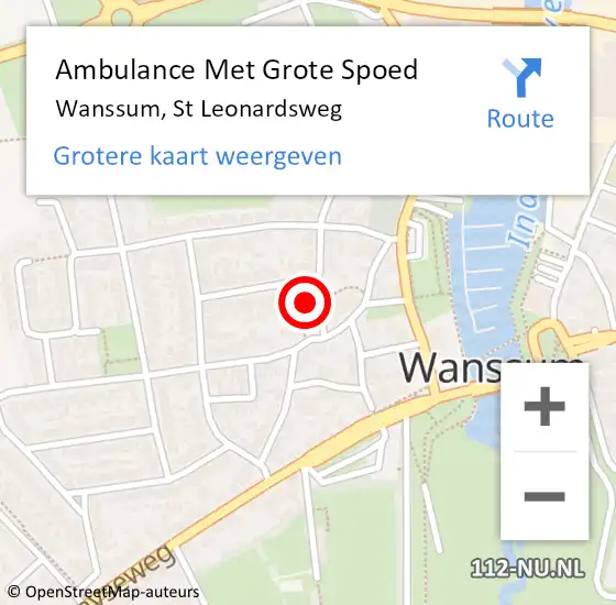 Locatie op kaart van de 112 melding: Ambulance Met Grote Spoed Naar Wanssum, St Leonardsweg op 13 december 2013 20:01