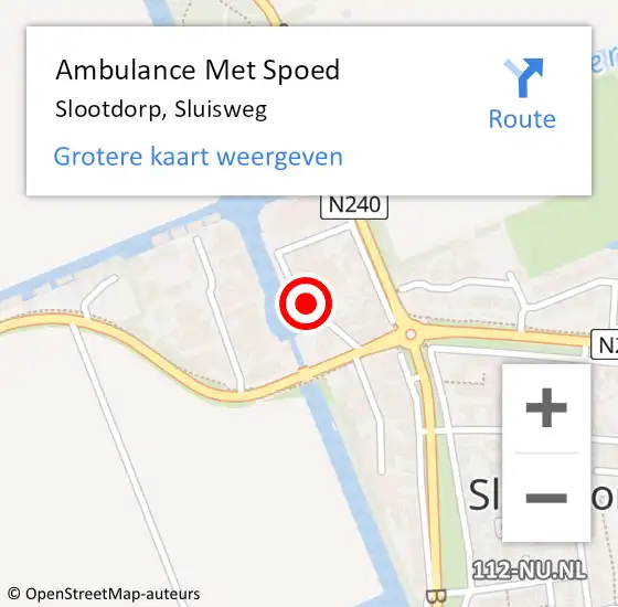 Locatie op kaart van de 112 melding: Ambulance Met Spoed Naar Slootdorp, Sluisweg op 4 mei 2016 16:09