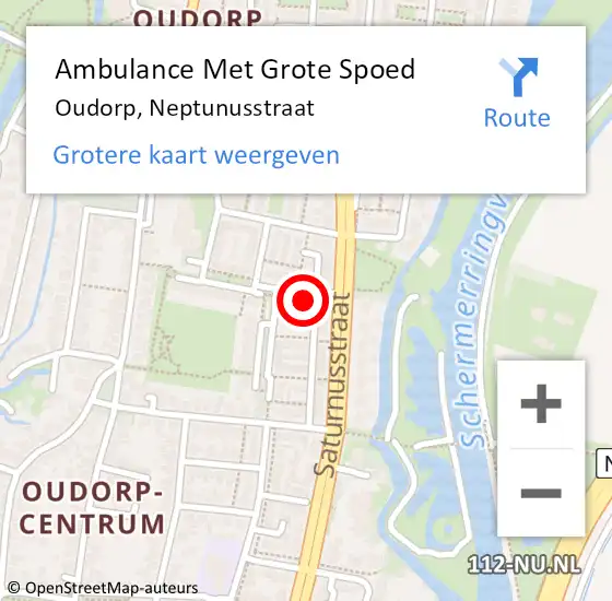 Locatie op kaart van de 112 melding: Ambulance Met Grote Spoed Naar Oudorp, Neptunusstraat op 4 mei 2016 16:23