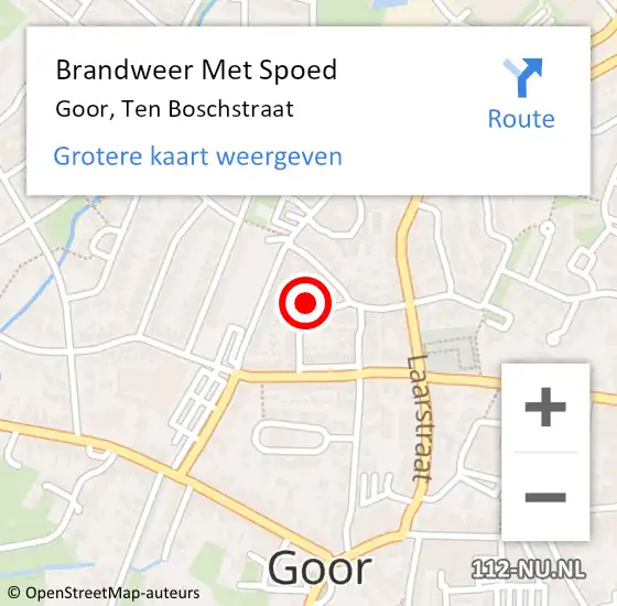 Locatie op kaart van de 112 melding: Brandweer Met Spoed Naar Goor, Ten Boschstraat op 4 mei 2016 16:27