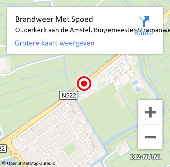 Locatie op kaart van de 112 melding: Brandweer Met Spoed Naar Ouderkerk aan de Amstel, Burgemeester Stramanweg op 4 mei 2016 17:20