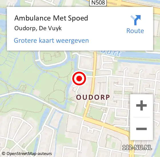 Locatie op kaart van de 112 melding: Ambulance Met Spoed Naar Oudorp, De Vuyk op 4 mei 2016 17:49