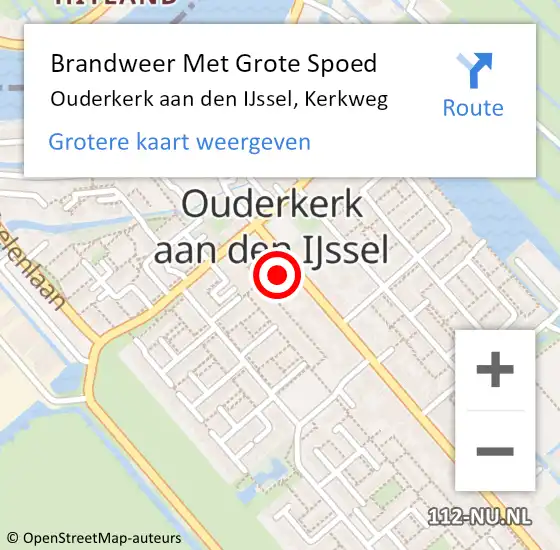 Locatie op kaart van de 112 melding: Brandweer Met Grote Spoed Naar Ouderkerk aan den IJssel, Kerkweg op 4 mei 2016 17:56