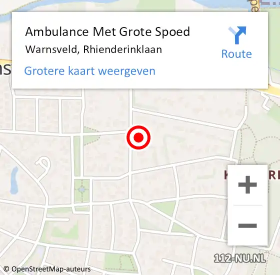 Locatie op kaart van de 112 melding: Ambulance Met Grote Spoed Naar Warnsveld, Rhienderinklaan op 4 mei 2016 18:00