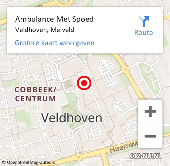 Locatie op kaart van de 112 melding: Ambulance Met Spoed Naar Veldhoven, Meiveld op 4 mei 2016 18:19