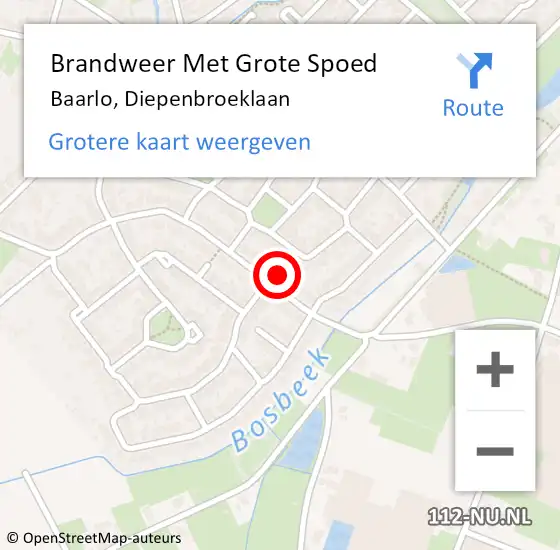 Locatie op kaart van de 112 melding: Brandweer Met Grote Spoed Naar Baarlo, Diepenbroeklaan op 4 mei 2016 18:48