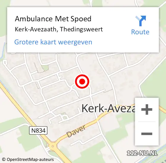 Locatie op kaart van de 112 melding: Ambulance Met Spoed Naar Kerk-Avezaath, Thedingsweert op 4 mei 2016 18:51