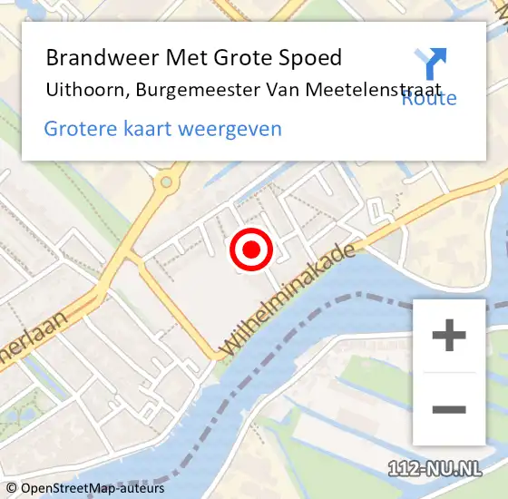 Locatie op kaart van de 112 melding: Brandweer Met Grote Spoed Naar Uithoorn, Burgemeester Van Meetelenstraat op 4 mei 2016 18:58