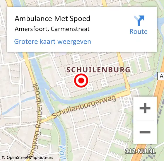 Locatie op kaart van de 112 melding: Ambulance Met Spoed Naar Amersfoort, Carmenstraat op 4 mei 2016 19:08