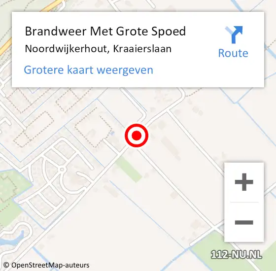 Locatie op kaart van de 112 melding: Brandweer Met Grote Spoed Naar Noordwijkerhout, Kraaierslaan op 4 mei 2016 19:39