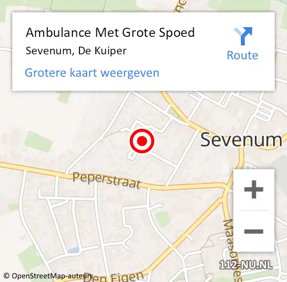 Locatie op kaart van de 112 melding: Ambulance Met Grote Spoed Naar Sevenum, De Kuiper op 13 december 2013 20:48