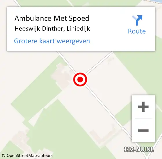 Locatie op kaart van de 112 melding: Ambulance Met Spoed Naar Heeswijk-Dinther, Liniedijk op 4 mei 2016 19:48