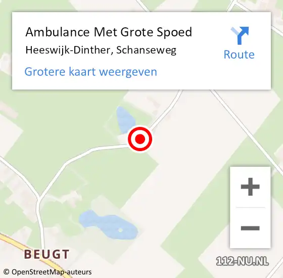 Locatie op kaart van de 112 melding: Ambulance Met Grote Spoed Naar Heeswijk-Dinther, Schanseweg op 4 mei 2016 20:05