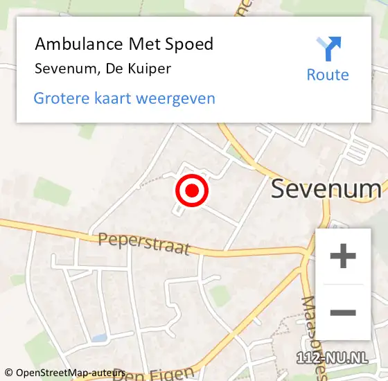 Locatie op kaart van de 112 melding: Ambulance Met Spoed Naar Sevenum, De Kuiper op 13 december 2013 20:51